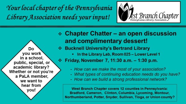 West Branch Chapter invites you to a “Chapter Chatter” event!