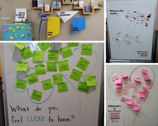 photo collage of interactive displays